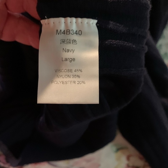 Sweater amens Purple Top Size Large Navy Blue Long Sleeve with 3/4 Zipper - Picture 5 of 5